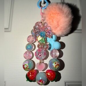 Strawberry Shortcake Keychain/Bag Charm with Pom Pom